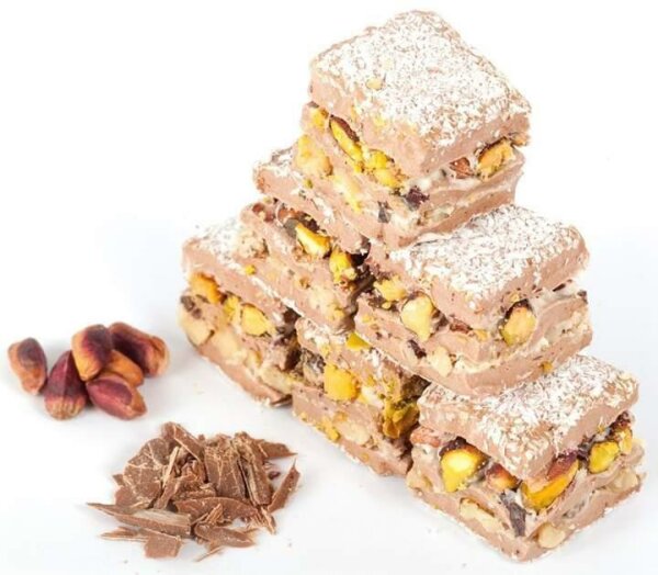 Turkish Delight Baklava-Schokolade mit Pistazie und Kokosraspeln