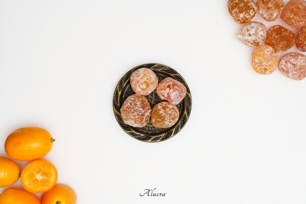 Kumquats (Zwergorangen) getrocknet, kandiert & leicht geschwefelt